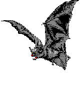 a black pixelated bat with flapping wings
